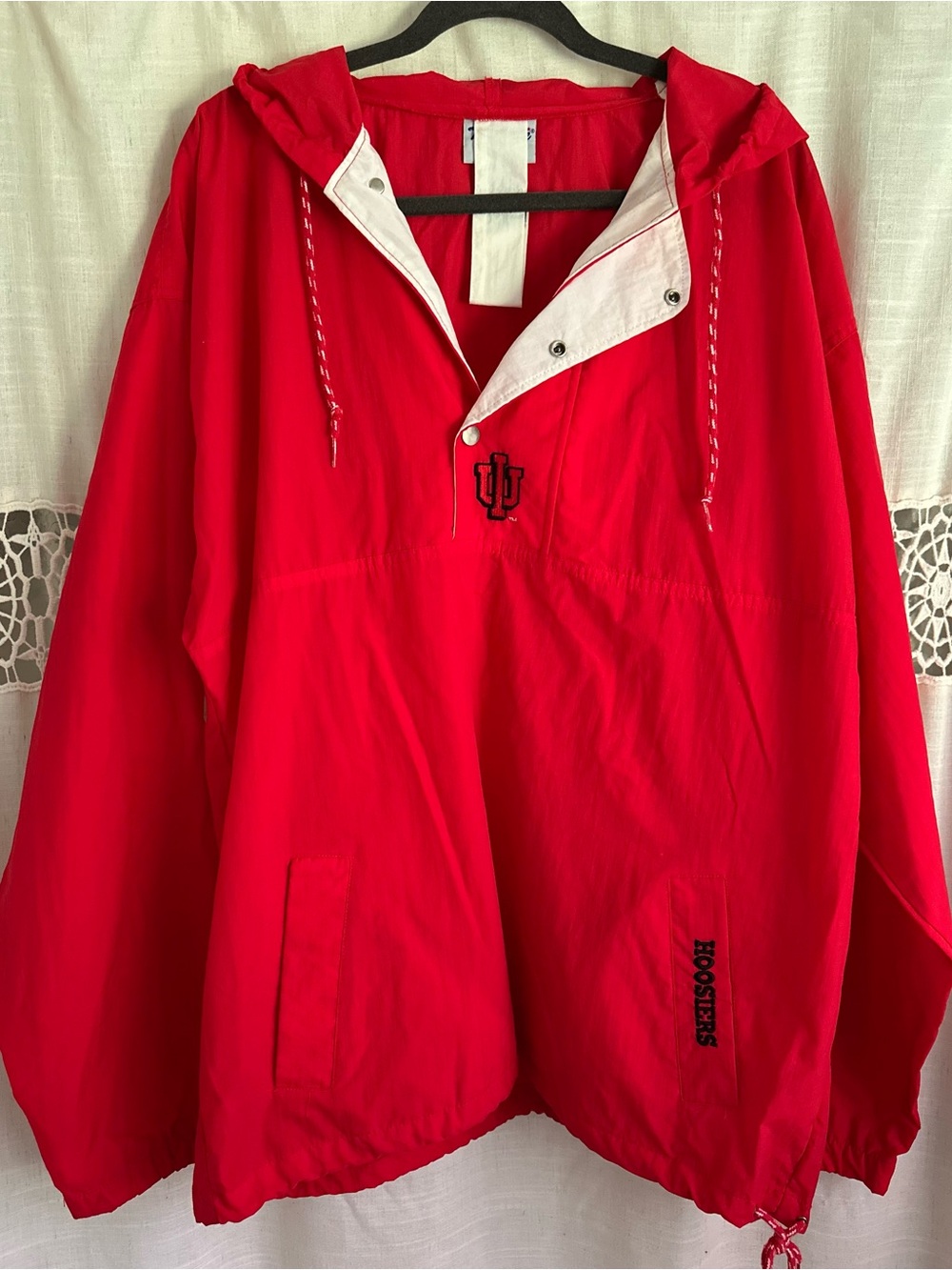 Vintage The Game Indiana Hoosiers NCAA Red Hooded Pullover Jacket, XL